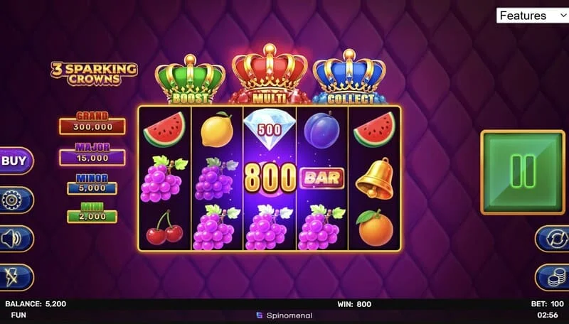 3 Sparking Crowns grundspel vinst